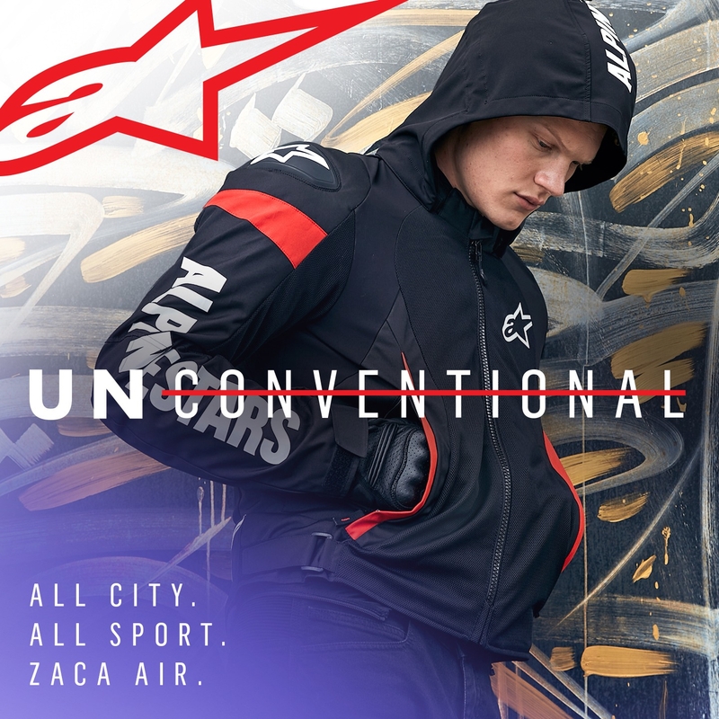 Chaqueta de moto impermeable Alpinestars Zaca Air negra-blanca-roja fluo