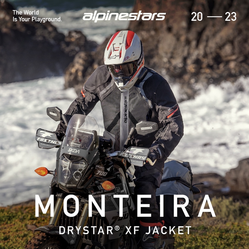 Chaqueta de moto Alpinestars Monteira Drystar XF negra y roja