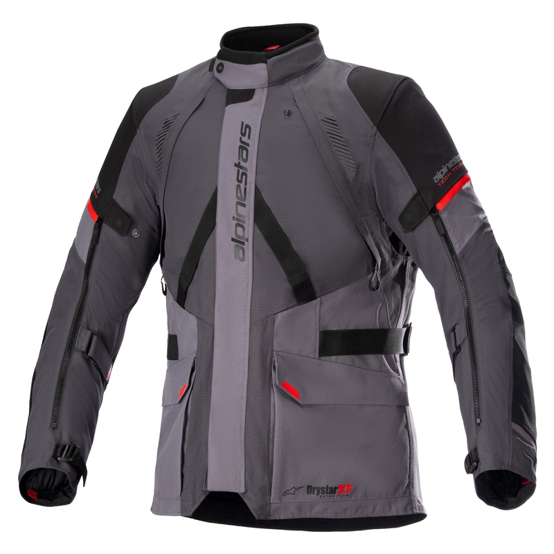 Chaqueta de moto Alpinestars Monteira Drystar XF gris oscuro-negro-rojo