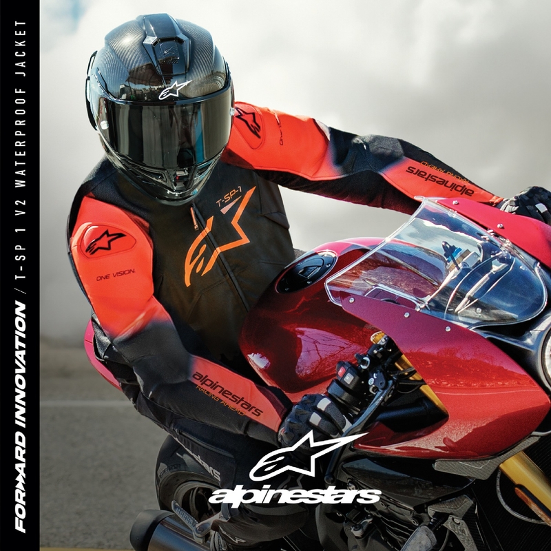 Chaqueta de moto Alpinestars T-SP 1 2 Waterproof Negro-Rojo Flúo