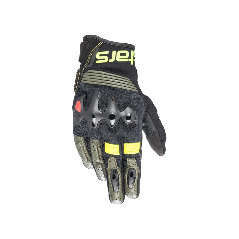 Guantes de moto Alpinestars Halo Negro-Verde-Amarillo Flúo
