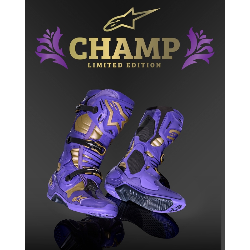 Botas de moto Alpinestars Tech 10 Limited Edition Champ Purple and Gold