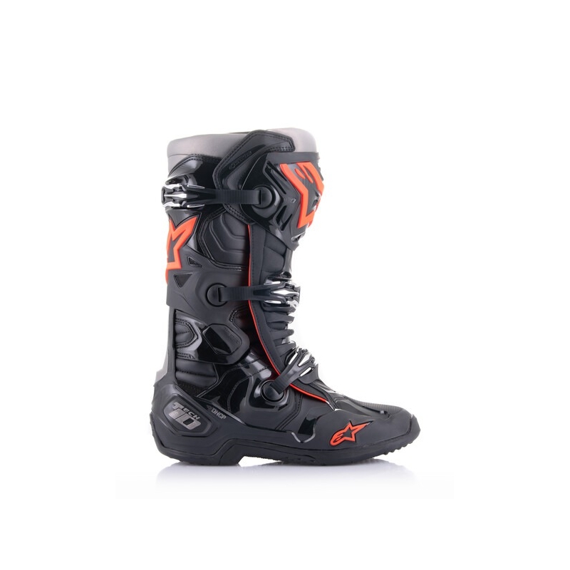 Botas de moto Alpinestars Tech 10 negro-rojo fluo-gris