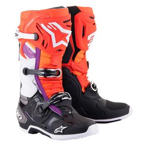 Botas de moto Alpinestars Tech 10 naranja-amarillo-morado-blanco-negro
