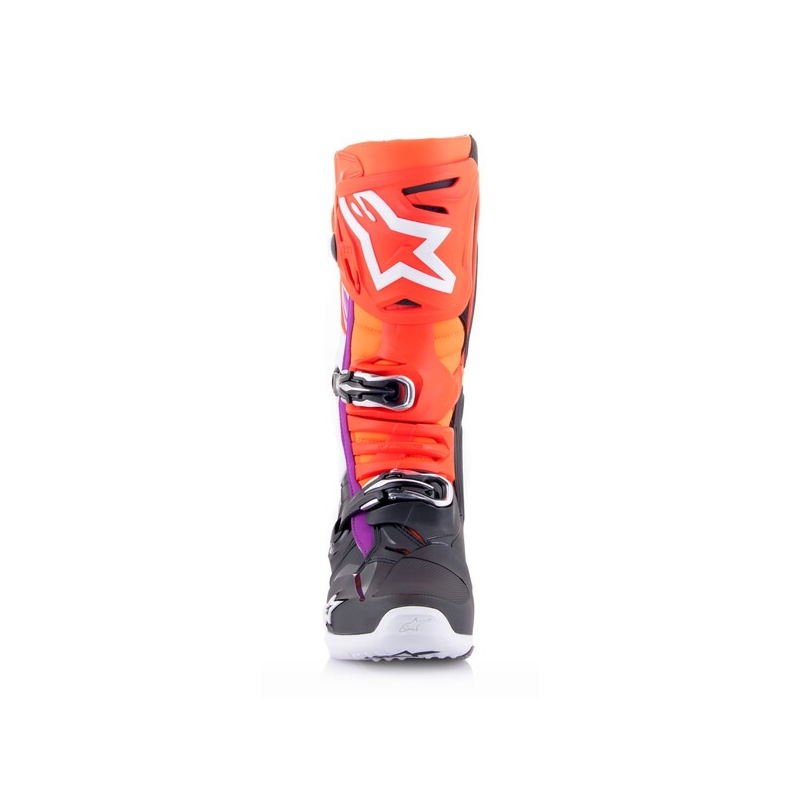 Botas de moto Alpinestars Tech 10 naranja-amarillo-morado-blanco-negro