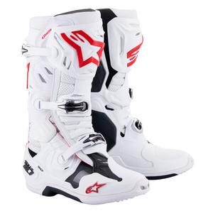 Botas de Moto Alpinestars Tech 10 Superventiladas Perforadas Blanco-Rojo-Negro