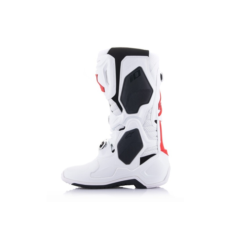 Botas de Moto Alpinestars Tech 10 Superventiladas Perforadas Blanco-Rojo-Negro