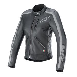 Chaqueta de cuero Alpinestars Stella Dyno para mujer, negra y gris