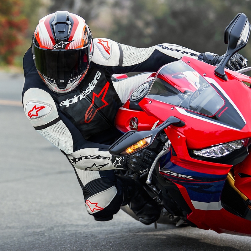 Mono de cuero Alpinestars GP Force Lurv fluo rojo-blanco-negro de una pieza