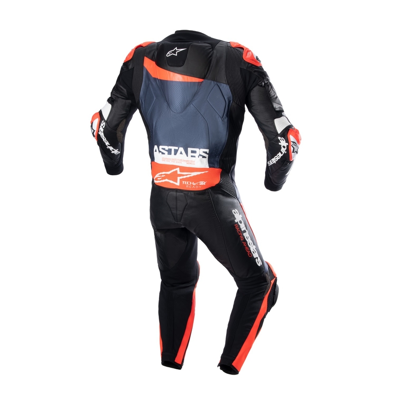 Mono de cuero de una pieza Alpinestars GP Plus 4 TECH-AIR compatible negro-rojo fluo-azul oscuro