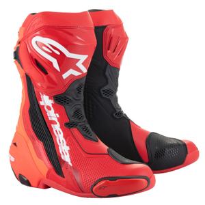 Botas de moto Alpinestars Supertech R rojo fluo
