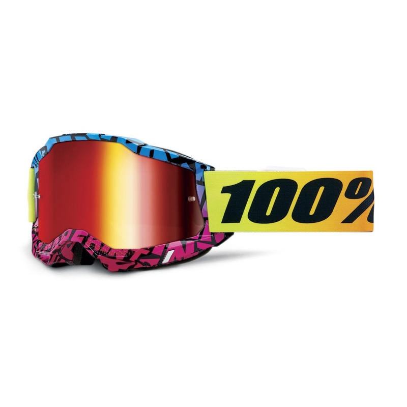 Gafas de motocross 100% ACCURI 2 Special UTV/OTG - edición limitada Ken Block rojo con plexi cromado