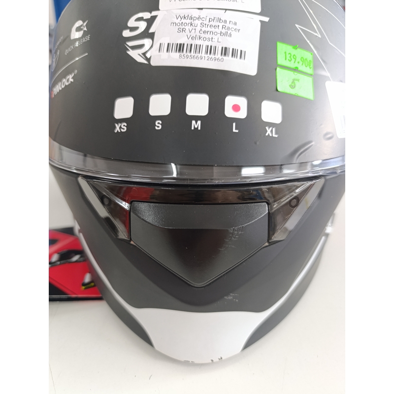 Vyklápěcí přilba na motorku Street Racer SR V1 černo-bílá - II. jakost