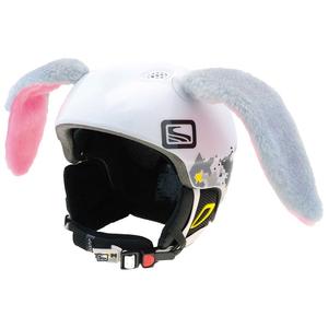 Casco de conejo orejas grandes gris