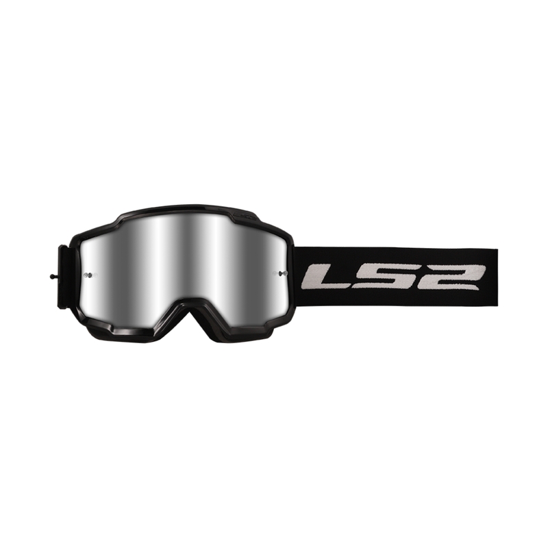 Gafas de motocross LS2 Charger negras con plexi plateado