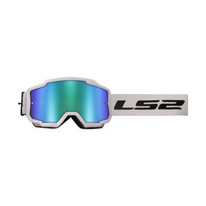Gafas de motocross LS2 Charger H-V blancas con plexi iridium verde
