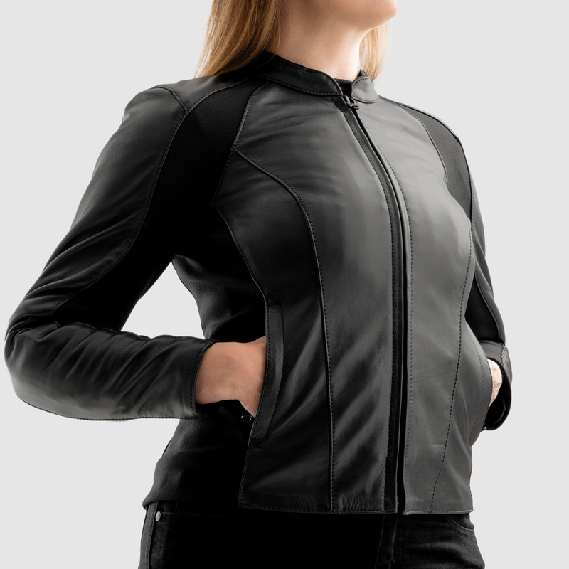 Chaqueta moto de cuero mujer Rebelhorn Siena negro