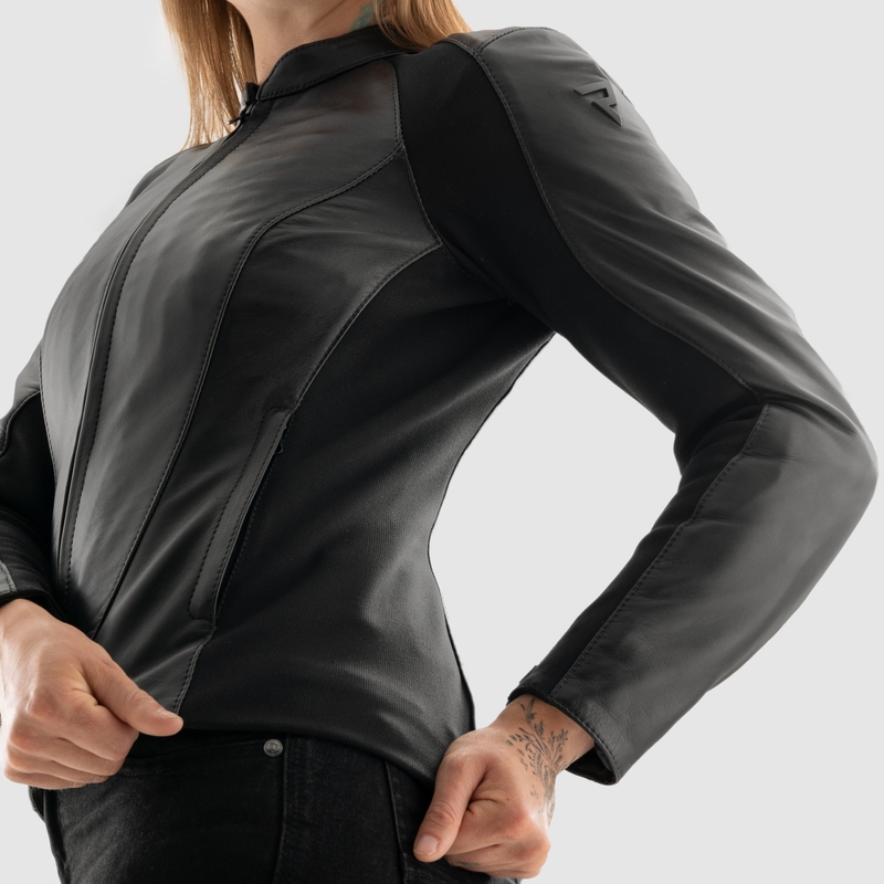 Chaqueta moto de cuero mujer Rebelhorn Siena negro