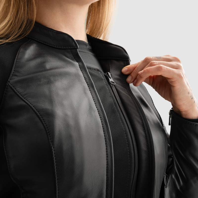 Chaqueta moto de cuero mujer Rebelhorn Siena negro