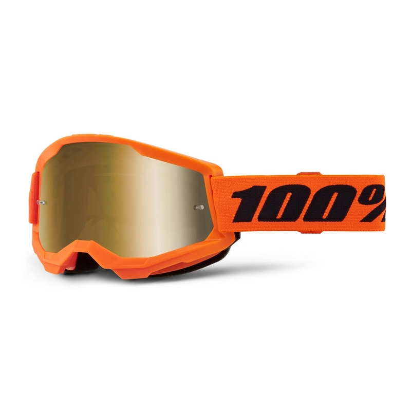 Gafas de motocross para niños 100% STRATA 2 naranja (plexi espejado dorado)