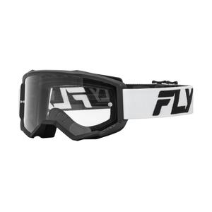 Gafas de motocross FLY Racing Focus blanco-negro con plexi transparente
