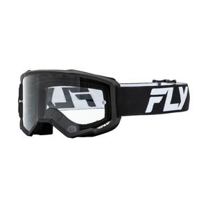 Gafas de motocross FLY Racing Focus blanco y negro con plexi transparente