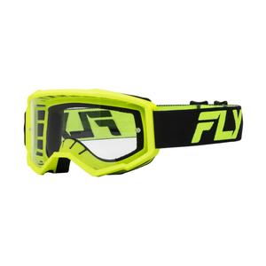 Gafas de motocross FLY Racing Focus negro-amarillo fluo con plexi transparente