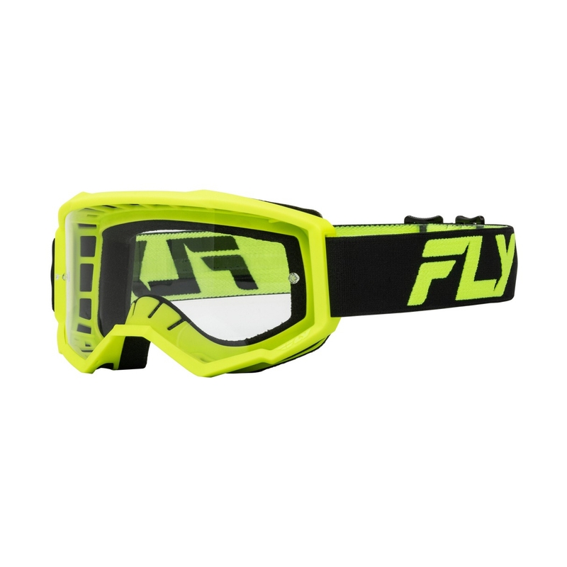 Gafas de motocross FLY Racing Focus negro-amarillo fluo con plexi transparente
