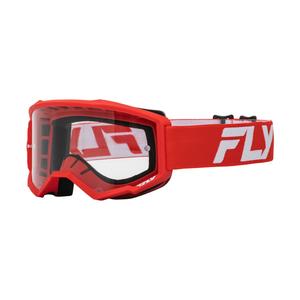 Gafas de motocross FLY Racing Focus rojo y blanco con plexi transparente
