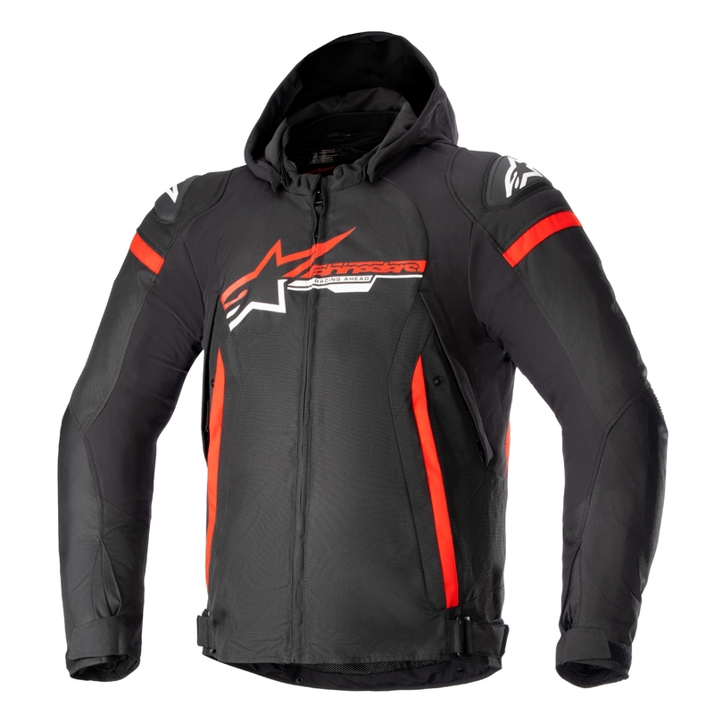 Chaqueta de moto Alpinestars Zaca Waterproof Negra, Roja y Blanca