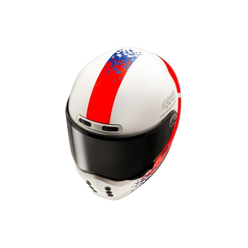 Casco integral de moto HJC V10 Fabio Quartararo 20 Retro blanco-rojo-azul