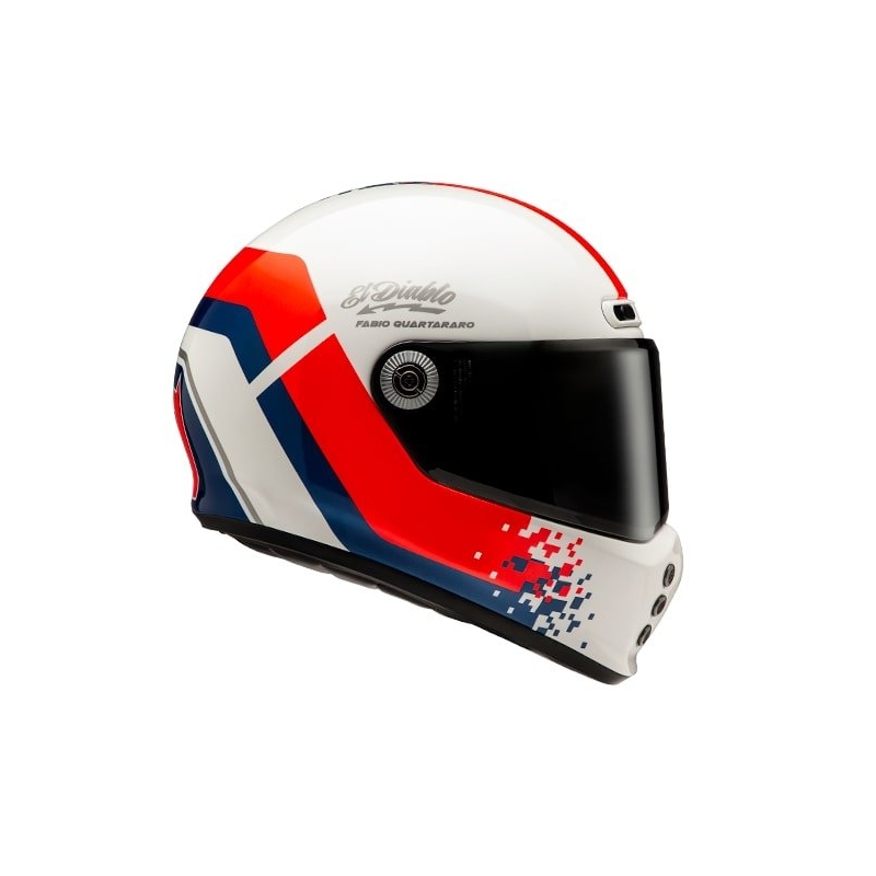 Casco integral de moto HJC V10 Fabio Quartararo 20 Retro blanco-rojo-azul
