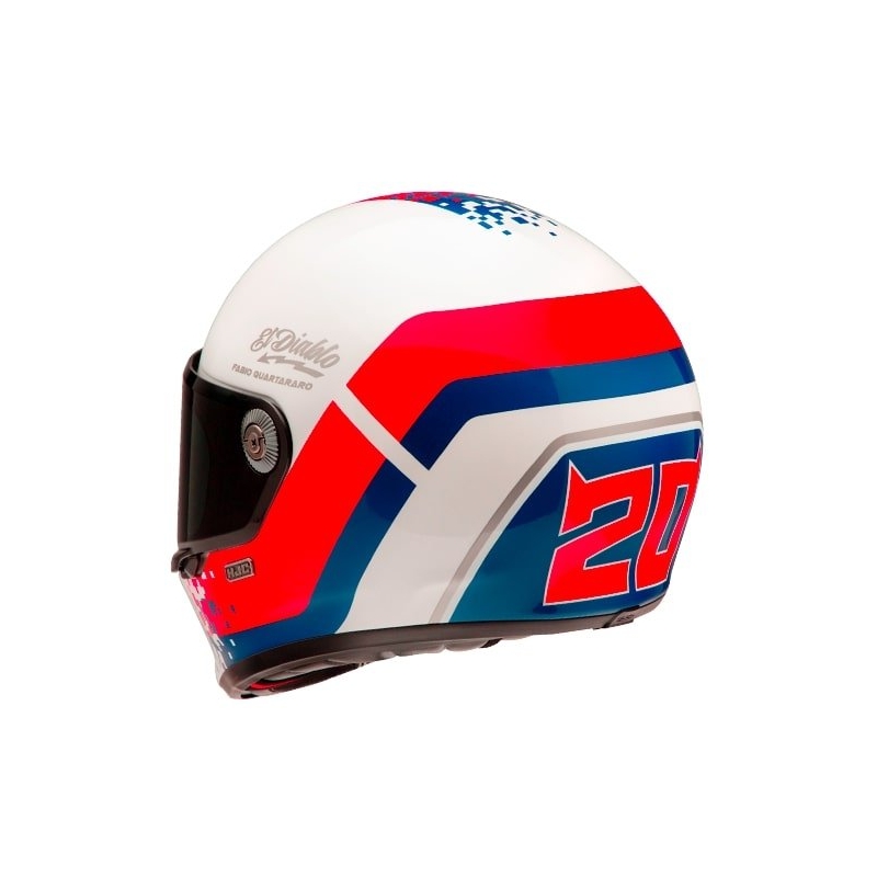 Casco integral de moto HJC V10 Fabio Quartararo 20 Retro blanco-rojo-azul