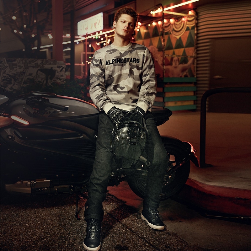 Sudadera de moto Alpinestars Legit Crew Fleece en gris camuflaje claro