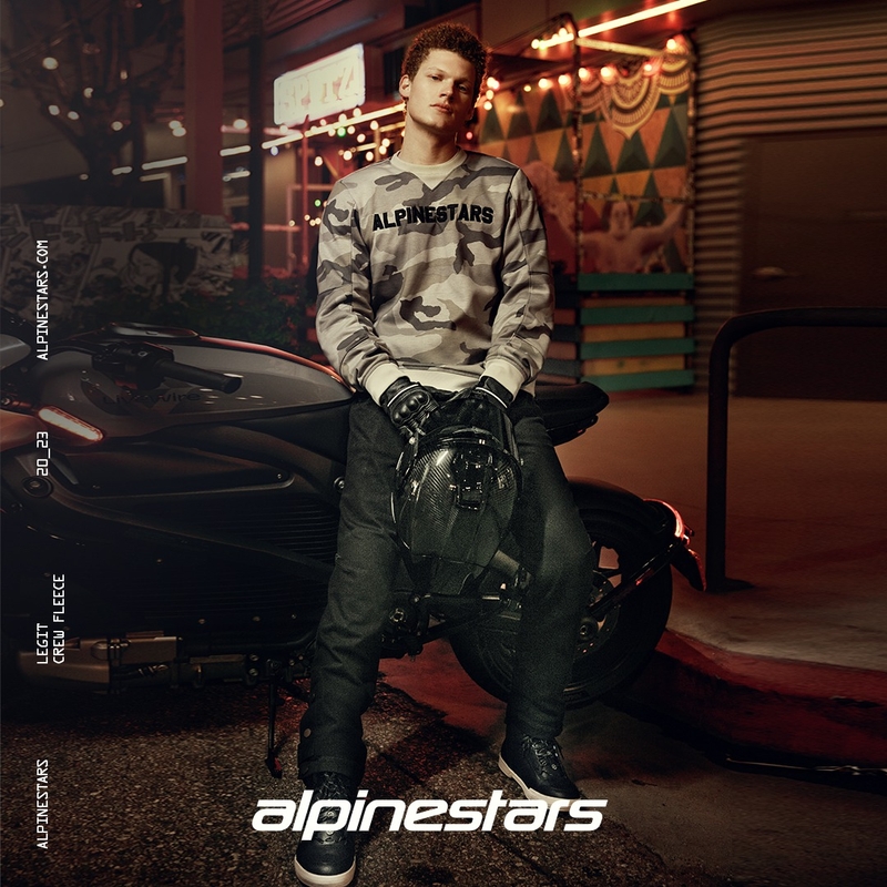 Sudadera de moto Alpinestars Legit Crew Fleece en gris camuflaje claro