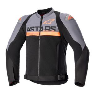 Chaqueta de moto Alpinestars SMX Air gris oscuro-negro-naranja fluorescente