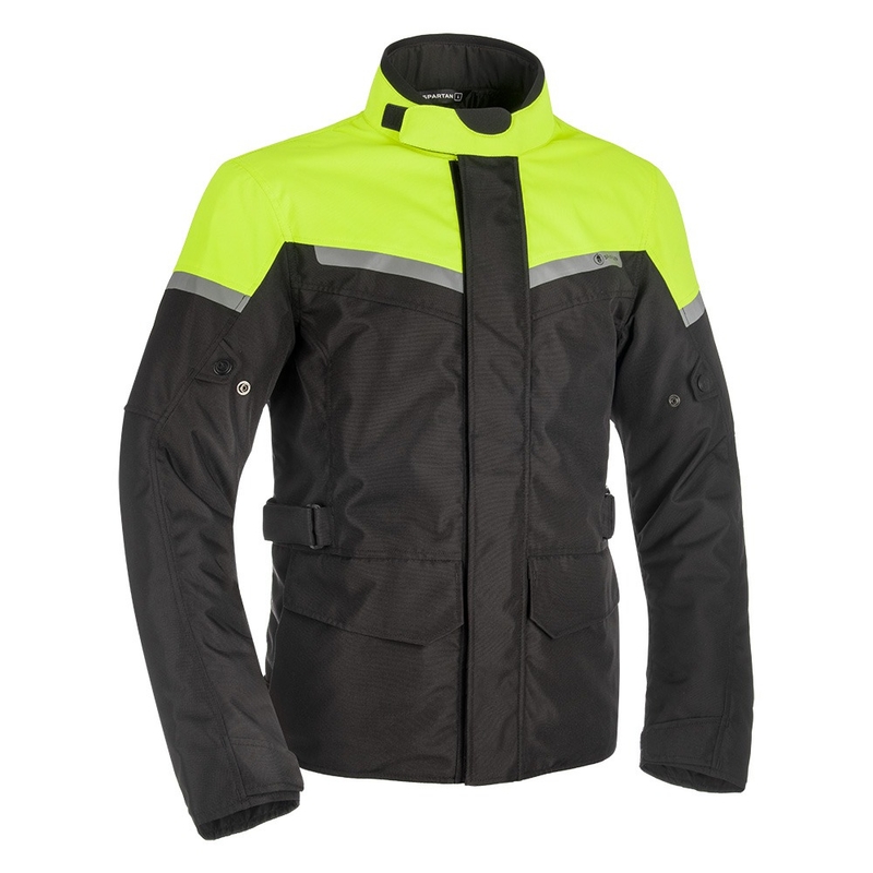 Chaqueta de moto Oxford Spartan Long WP negro-amarillo fluo