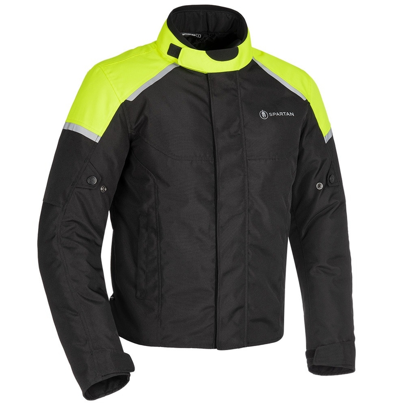 Chaqueta de moto Oxford Spartan Short WP negro-amarillo fluo