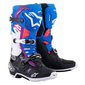 Botas de moto Alpinestars Tech 10 Supervented Perforadas Azul-Morado-Rosa-Blanco-Gris-Negro