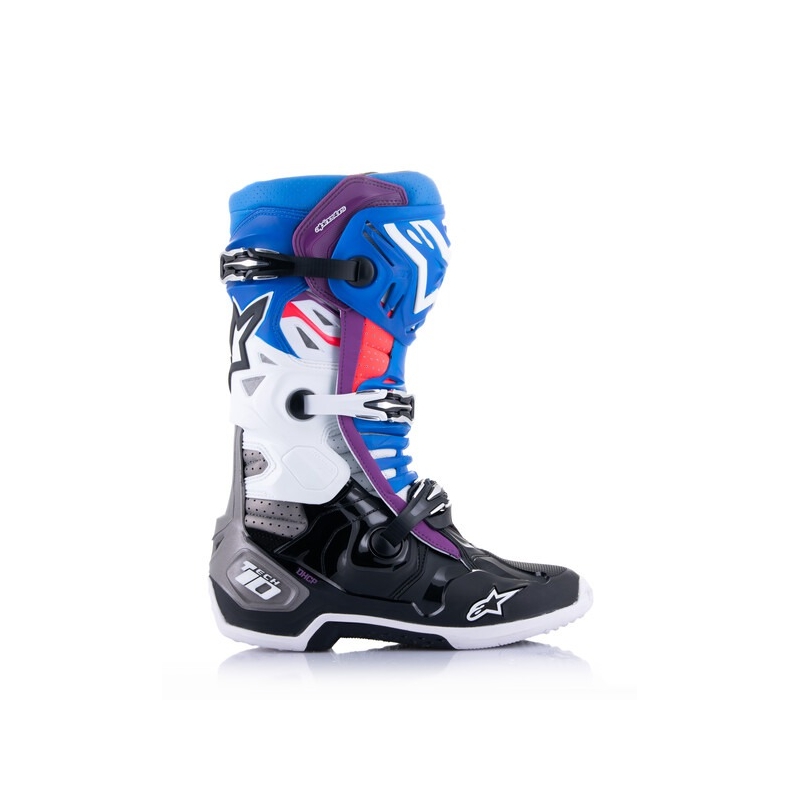 Botas de moto Alpinestars Tech 10 Supervented Perforadas Azul-Morado-Rosa-Blanco-Gris-Negro