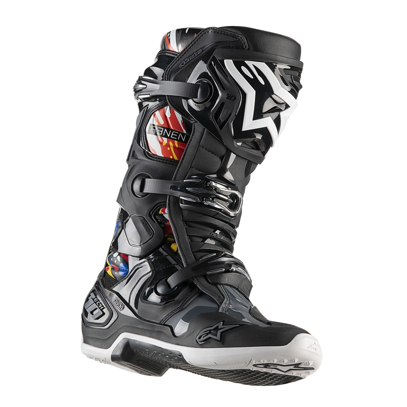 Botas de moto Alpinestars Tech 10 Limited Edition Renen Negro-Gris-Blanco-Multicolor