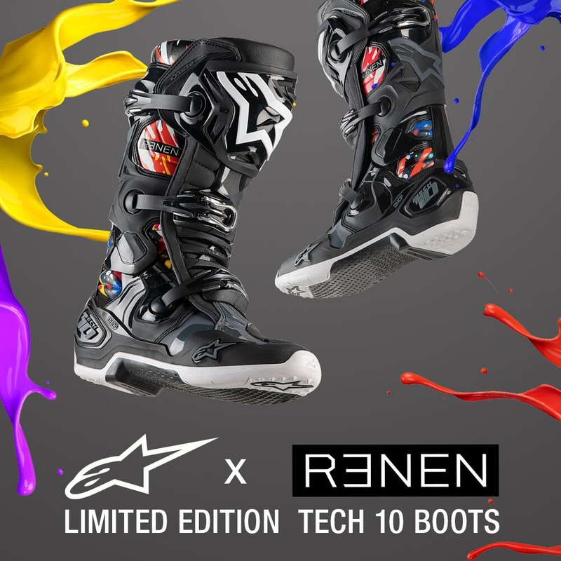 Botas de moto Alpinestars Tech 10 Limited Edition Renen Negro-Gris-Blanco-Multicolor