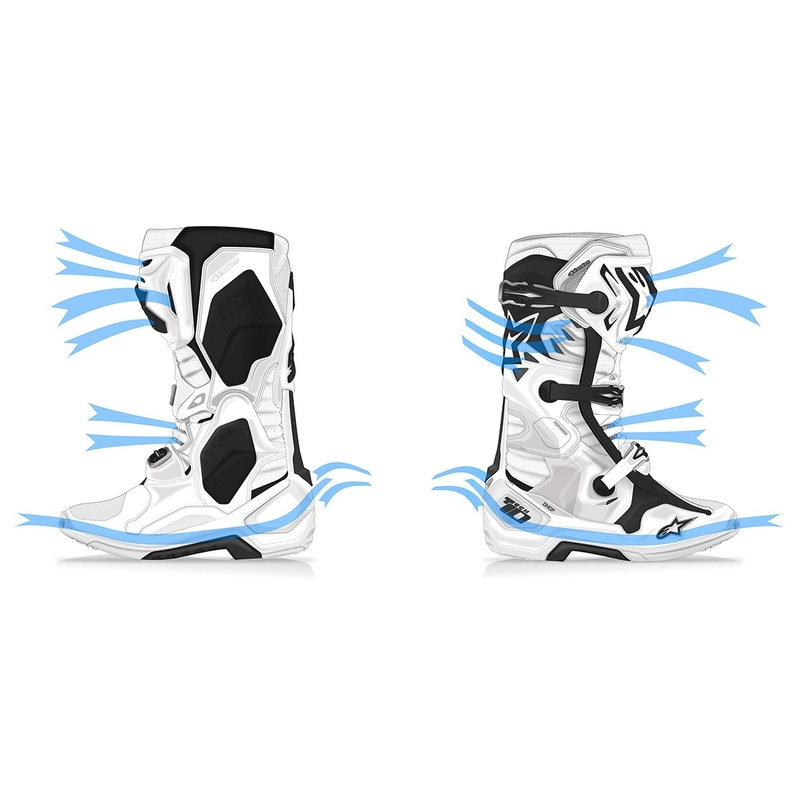 Botas de moto Alpinestars Tech 10 Supervented Perforadas Blancas