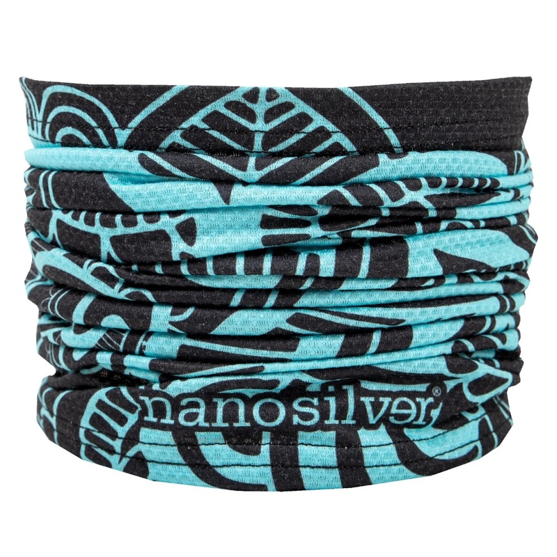 Cubrecuello multifunción nanosilver® Flower negro-turquesa