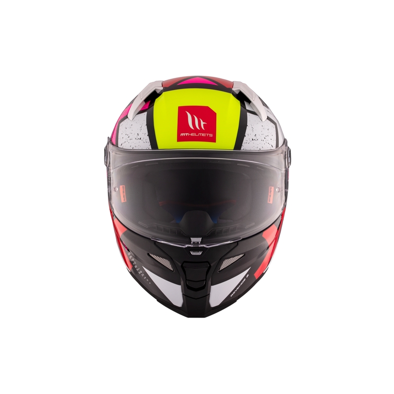 Casco integral de moto MT REVENGE 2 S Light CO blanco-rosado-amarillo brillante