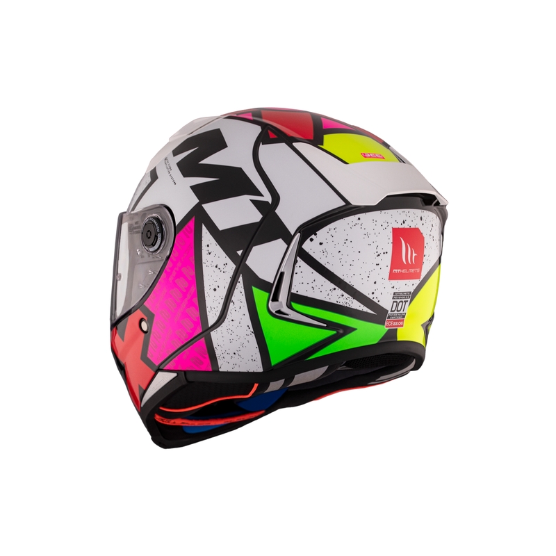 Casco integral de moto MT REVENGE 2 S Light CO blanco-rosado-amarillo brillante