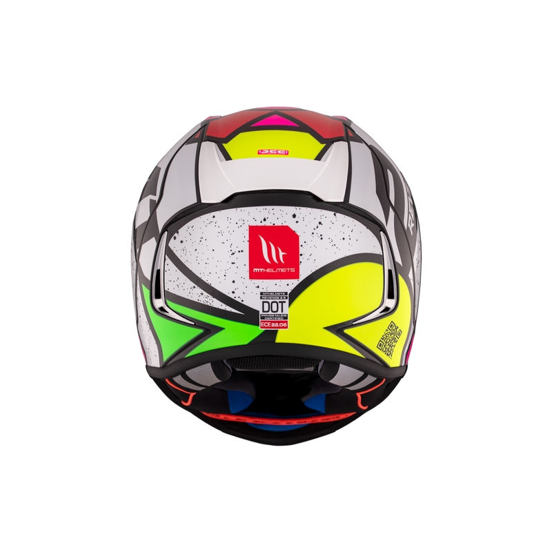 Casco integral de moto MT REVENGE 2 S Light CO blanco-rosado-amarillo brillante
