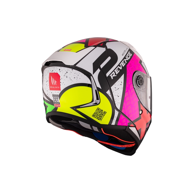 Casco integral de moto MT REVENGE 2 S Light CO blanco-rosado-amarillo brillante