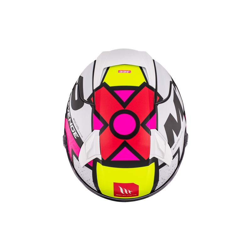 Casco integral de moto MT REVENGE 2 S Light CO blanco-rosado-amarillo brillante
