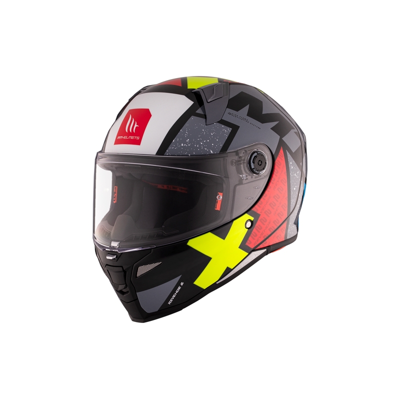 Casco integral de moto MT REVENGE 2 S Light CO negro-rojo-amarillo brillante